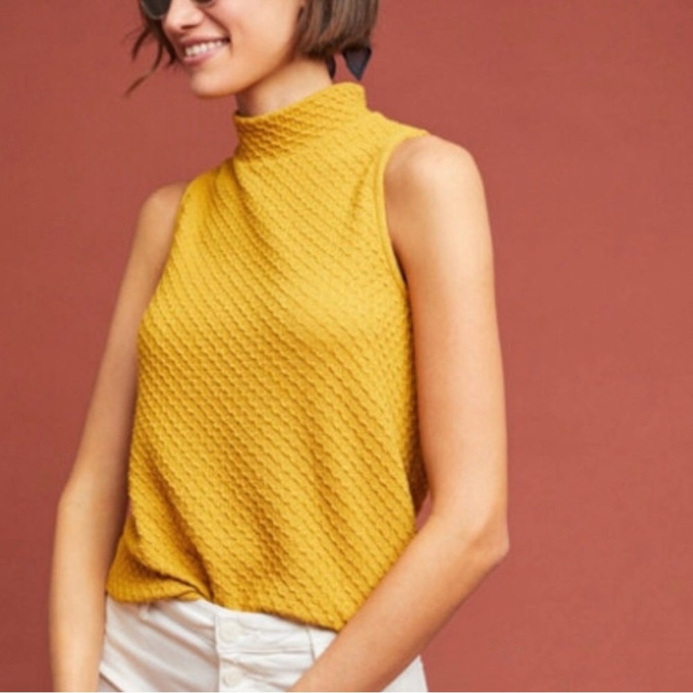 NWT ANTHROPOLOGIE ERI + ALI sz S Overture top in mustard yellow EUC